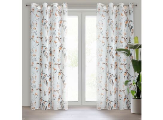 Zasłona gotowa na przelotkach RIKI 140 x 250 cm biało-rudy