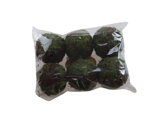 Kulka dekoracyjna z mchem 6 szt. śr. 7 cm zielona