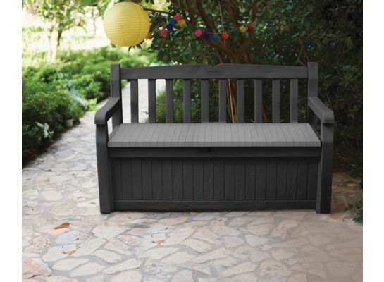 Ławka ogrodowa ze skrzynią 140 x 60 x 84 cm grafitowa