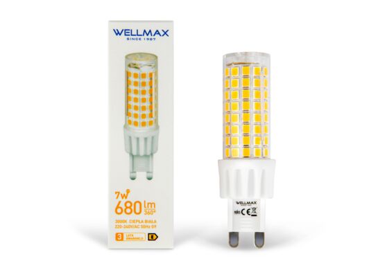 Żarówka LED G9 7 W świeczka barwa ciepła Wellmax