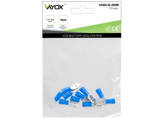 Konektory izolowane męskie 5 szt. + żeńskie 5 szt. niebieskie VDD-6.35B Vayox