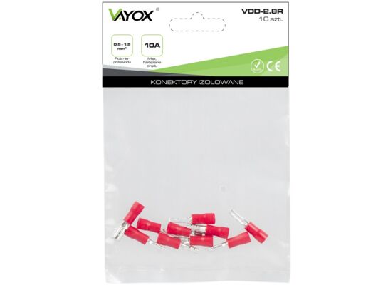 Konektory izolowane męskie 5 szt. + żeńskie 5 szt. czerwone VDD-2.8R Vayox