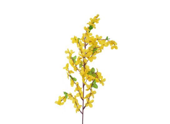 Gałązka forsycji z liśćmi 55 cm żółta