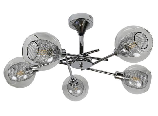 Lampa wisząca OZZO 5 x 40 W E14 chrom klosz transparentny