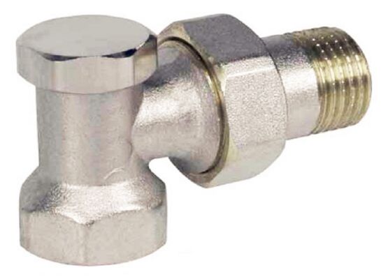 Zawór grzejnikowy 1/2" niklowany kątowy odcinający
