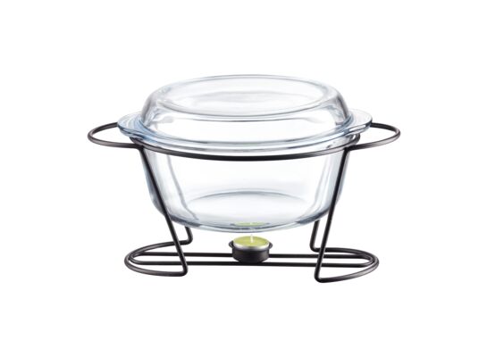 Naczynie żaroodporne SAULE z podgrzewaczem 4 l okrągłe czarne