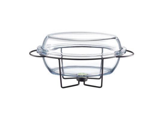 Naczynie żaroodporne SAULE z podgrzewaczem 4,5 l owal z pokrywą czarny