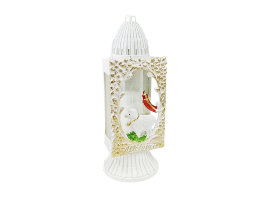 Znicz kapliczka Baranek 34 cm biały