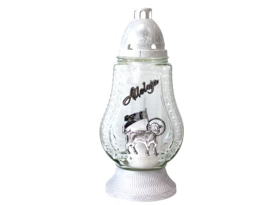 Znicz szklany 37,5 cm Alleluja Z-99/S srebrny