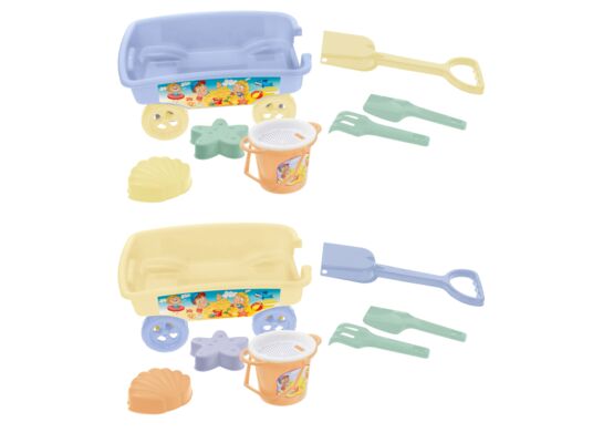 Wózek z zabawkami do piasku niebieski/żółty