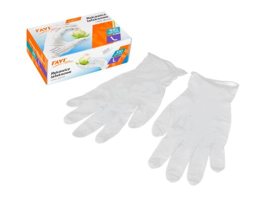 Rękawice lateksowe pudrowane L 100 sztuk