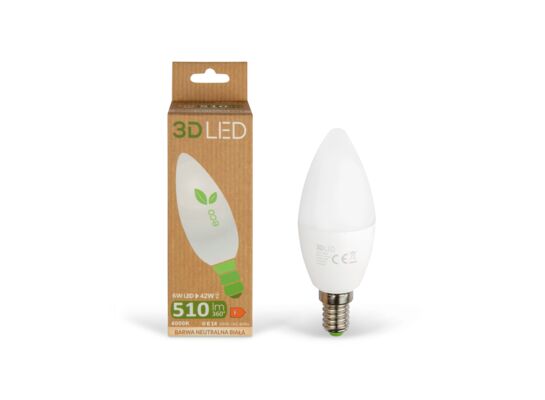 Żarówka LED świeczka E14 6W barwa neutralna 3D LED