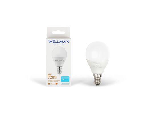 Żarówka LED E-14 8 W kulka barwa neutralna Wellmax