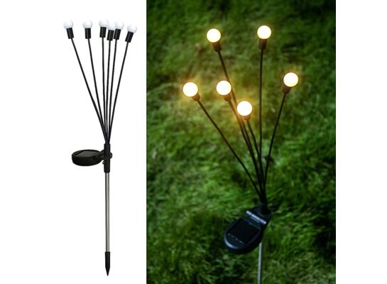 Lampa solarna wbijana 6 LED wys. 72 cm ciepły biały