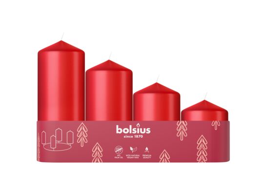 Świeca pieńkowa ass tray 4 sztuki Delikatna Czerwień