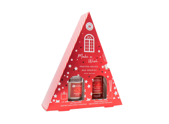 Zestaw X-Mas czerwone owoce patyczki zapachowe 95 ml + świeca