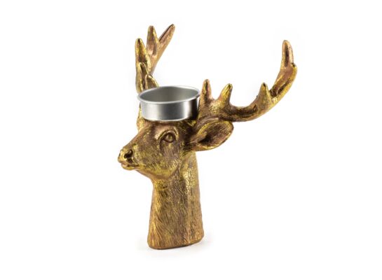 Świecznik Santa Lila renifer 14 x 14 x 7 cm złoty