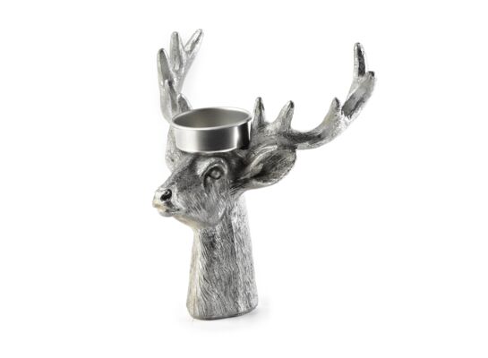 Świecznik Santa Lila renifer 14 x 14 x 7 cm srebrny