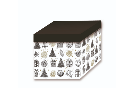 Pudło dekoracyjne świąteczne wzory 2 szt. 21 l czarno-zielono-białe