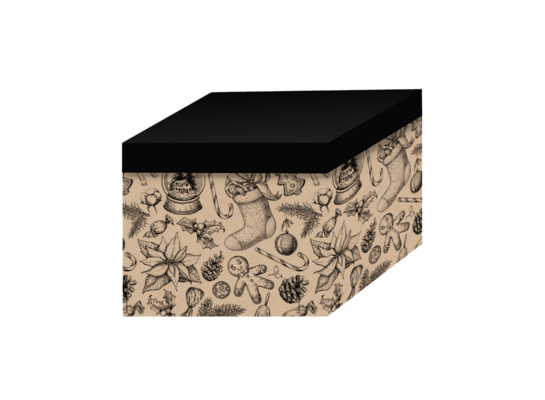 Pudło dekoracyjne świąteczne wzory 2 szt. 15,6 l czarno-beżowe