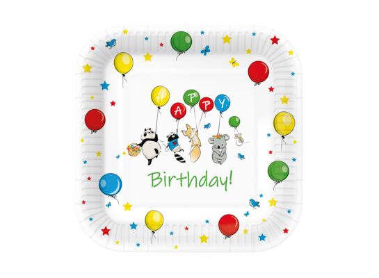 Talerz papierowy kwadratowy 23 cm Balloons 10 szt.