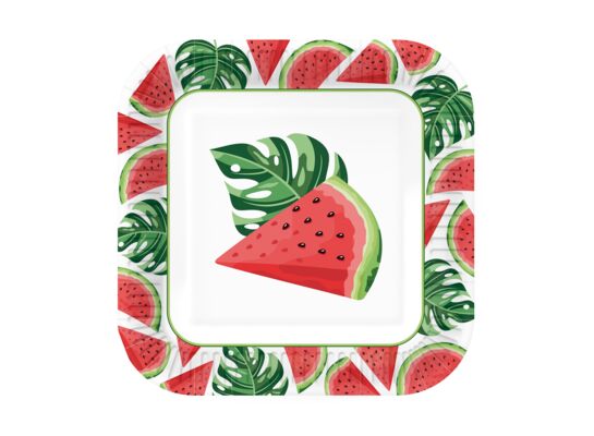 Talerze papierowe kwadratowe 23 cm Tasty Watermelons Eco 10 szt.