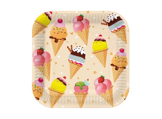 Talerze papierowe kwadratowe 23 cm Ice Cream Eco 10 szt.
