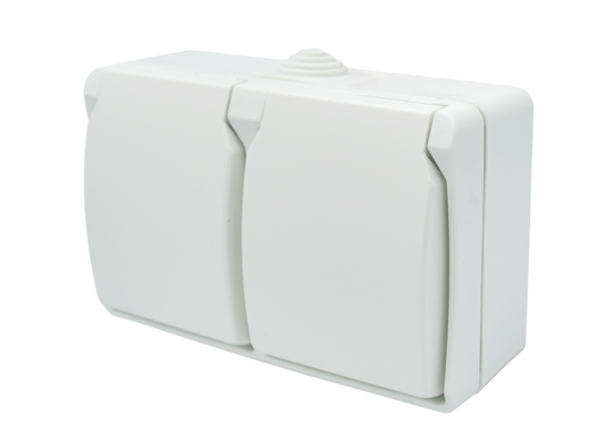 Gniazdo podwójne Aqua Plus IP54 biały