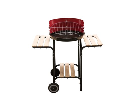 Grill węglowy z drewnianymi półkami 86 cm