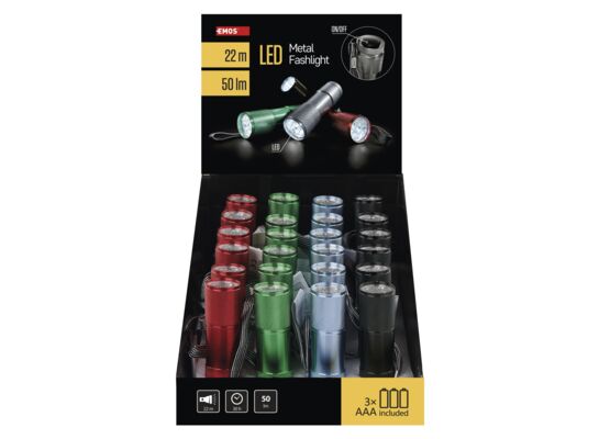 Latarka ręczna 9 x LED 3 x AAA mix kolorów