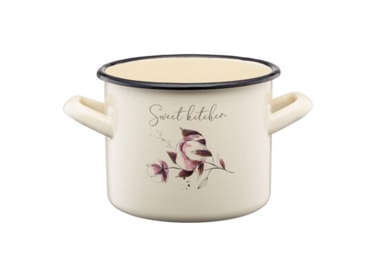 Garnek emaliowany wysoki z kalką FLORES 14 cm/1,5 l WZ1