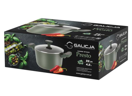 Garnek WYSOKI PRESTO 22 cm/ 4,2 l zielony