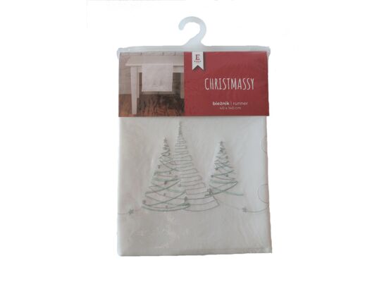 Bieżnik Chistmassy 45 x 180 cm biały