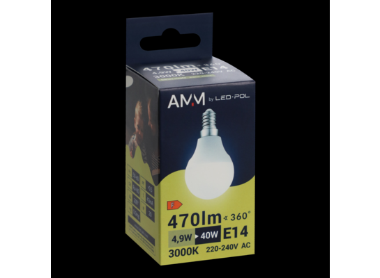 Żarówka LED AMM-E14-G45-4,9W-WW