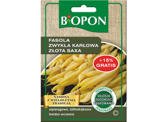 Fasola zwykła karłowa Złota Saxa (żółtostrąkowa) 25 g Bopon