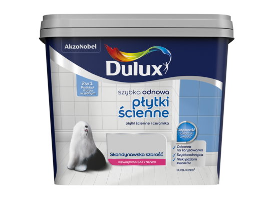 Farba akrylowa Dulux Szybka Odnowa Płytki Ścienne 0,75 l - skandynawska szarość