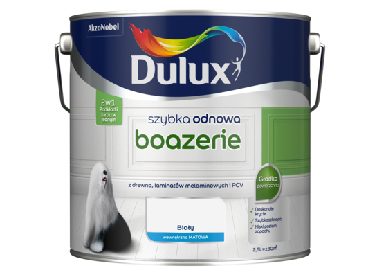 Farba akrylowa Dulux Szybka Odnowa Boazerie MAT 2,5 l - biały