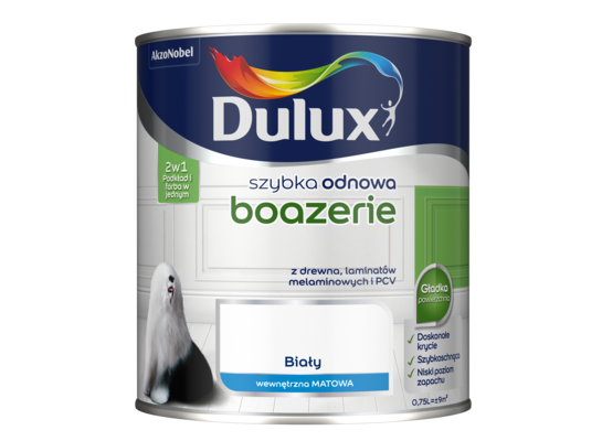 Farba akrylowa Dulux Szybka Odnowa Boazerie MAT 0,75 l - biały