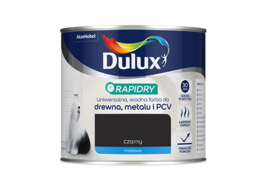 Farba akrylowa Dulux Rapidry 400 ml MAT czarny