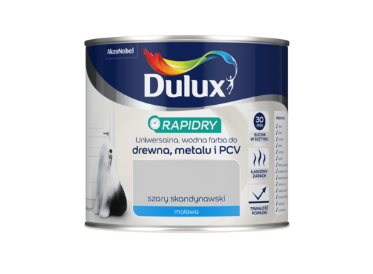 Farba akrylowa Dulux Rapidry 400 ml MAT szary skandynawski