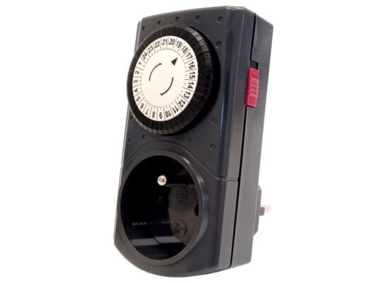 Programator czasowy, mechaniczny 24 h grafitowy