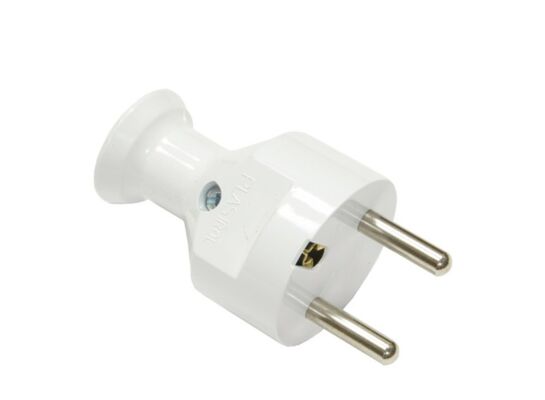 Wtyczka prosta rozbieralna, z uziemieniem, biała