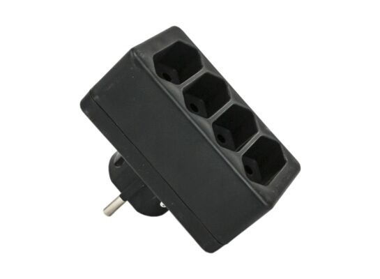 Rozgałęźnik 4 gniazda, 4x2P-euro, bez uziemienia, czarny