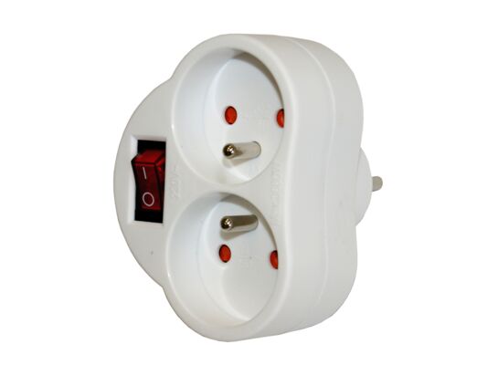 Rozgałęźnik podwójny z uziemieniem + łącznik 16 A