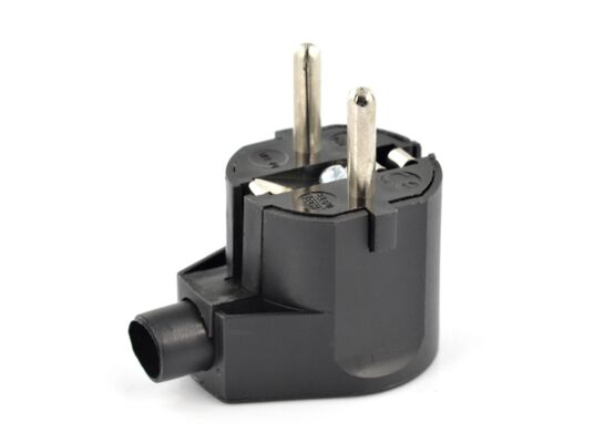 Wtyczka kątowa bez uziemienia czarna WT-16B