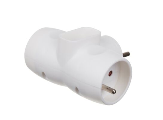 Rozgałęźnik 3 gniazda, 2x2P+Z, 1x2P-euro, biały