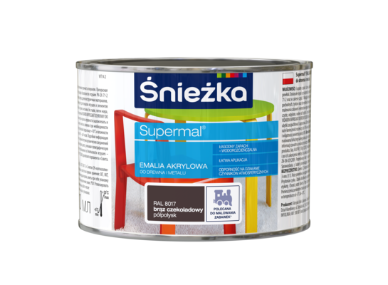 Farba emaliowa Supermal akrylowy RAL8017 Brąz Czekoladowy półpołysk 0,4 l Śnieżka