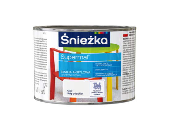 Farba emaliowa Supermal akrylowy A300 Biały półpołysk 0,4 l Śnieżka