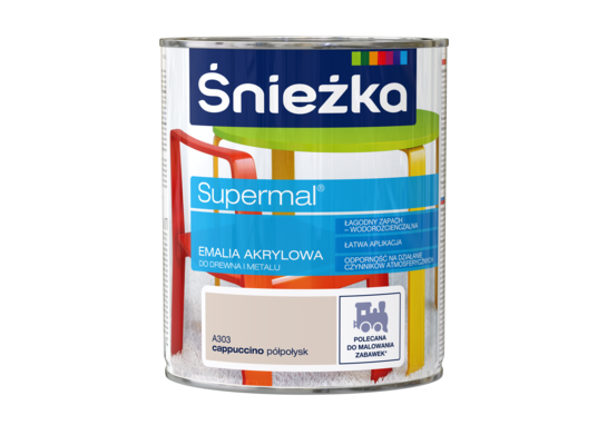 Farba emaliowa Supermal akrylowy A303 Cappuccino półpołysk 0,8 l Śnieżka