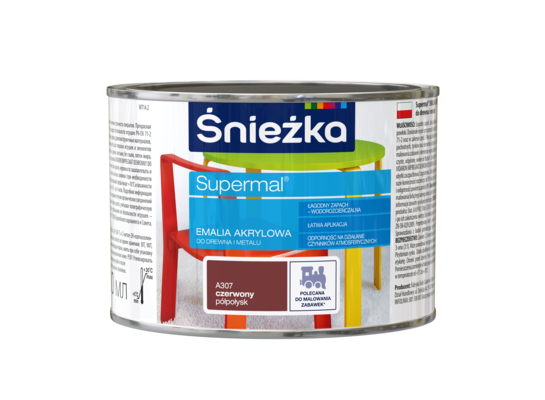 Farba emaliowa Supermal akrylowy A307 Czerwony półpołysk 0,4 l Śnieżka